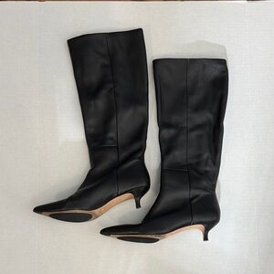 Veronica Beard Black Kitten Heeled Tall Boots Women’s Size 7.5